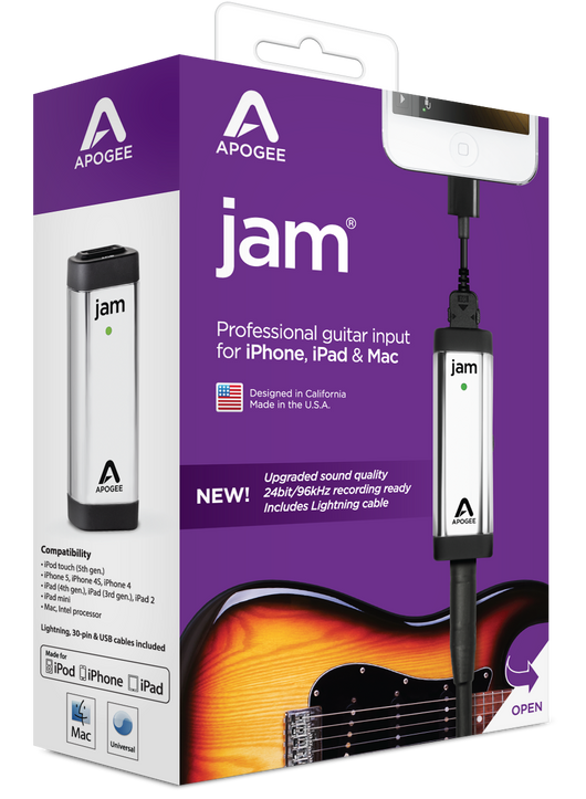 Apogee Jam 96K One Channel Guitar Interface For Windows, Apple Ipads And Macs With Lightning Cable